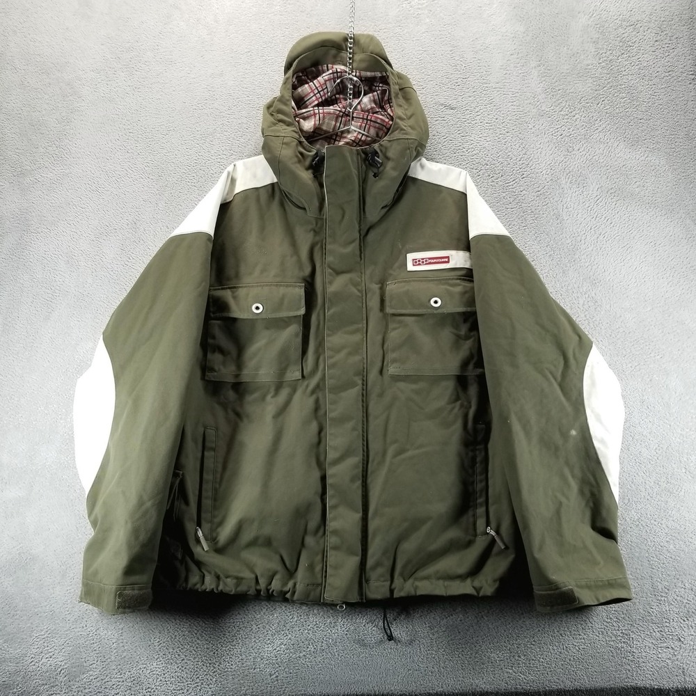 Foursquare Jacket Mens L Green‎ Shell System 6K Hooded Ski Snowboard Winter